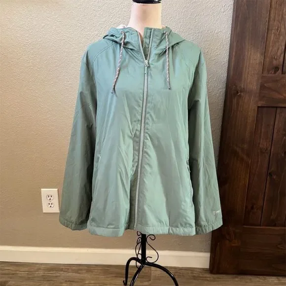 Free Country Women's Windbreaker Jacket 2XL Green Faux Fur Lined Hooded - Picture 1 of 13